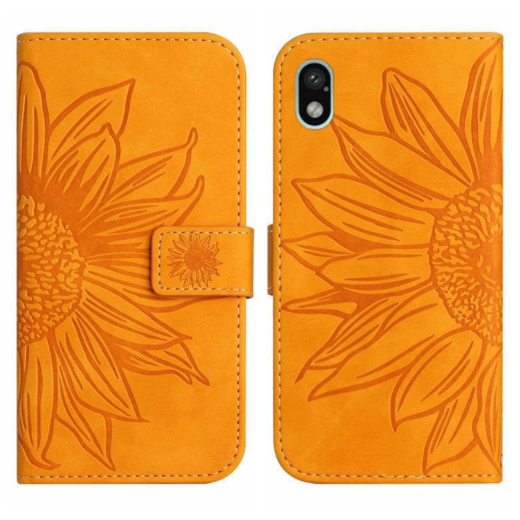For Sony Xperia ACE III Skin Feel Sun Flower Pattern Flip Leather Phone Case with Lanyard