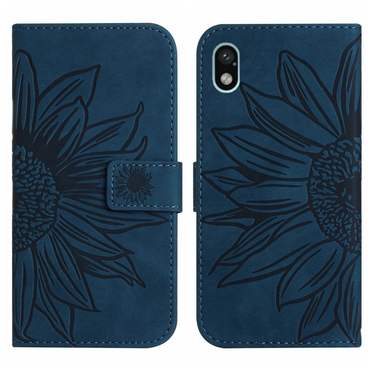 For Sony Xperia ACE III Skin Feel Sun Flower Pattern Flip Leather Phone Case with Lanyard