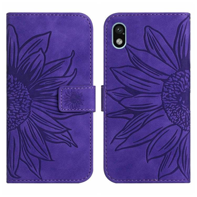 For Sony Xperia ACE III Skin Feel Sun Flower Pattern Flip Leather Phone Case with Lanyard