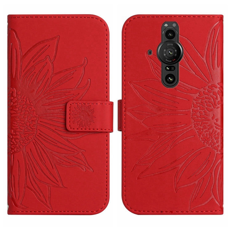 For Sony Xperia Pro-I Skin Feel Sun Flower Pattern Flip Leather Phone Case with Lanyard
