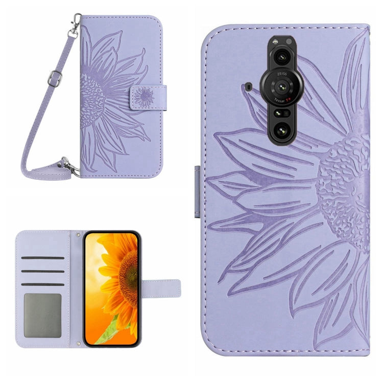 For Sony Xperia Pro-I Skin Feel Sun Flower Pattern Flip Leather Phone Case with Lanyard