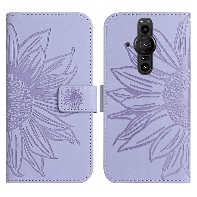 For Sony Xperia Pro-I Skin Feel Sun Flower Pattern Flip Leather Phone Case with Lanyard