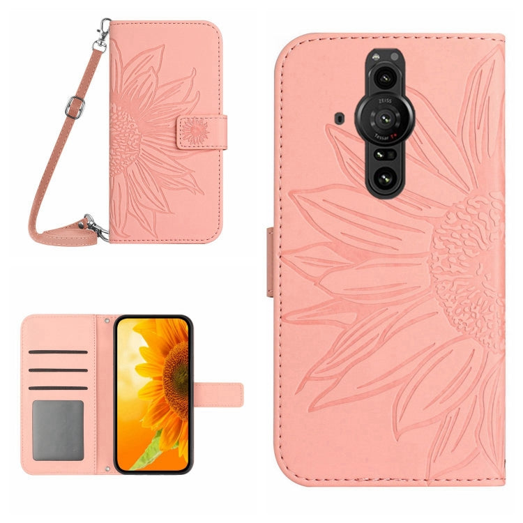 For Sony Xperia Pro-I Skin Feel Sun Flower Pattern Flip Leather Phone Case with Lanyard