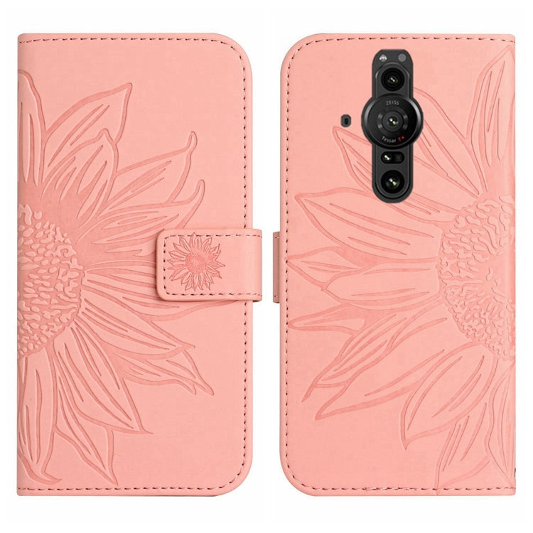 For Sony Xperia Pro-I Skin Feel Sun Flower Pattern Flip Leather Phone Case with Lanyard