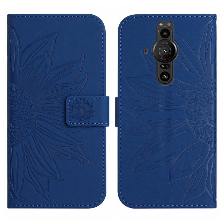 For Sony Xperia Pro-I Skin Feel Sun Flower Pattern Flip Leather Phone Case with Lanyard