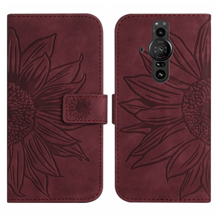 For Sony Xperia Pro-I Skin Feel Sun Flower Pattern Flip Leather Phone Case with Lanyard