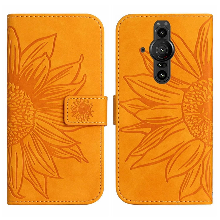 For Sony Xperia Pro-I Skin Feel Sun Flower Pattern Flip Leather Phone Case with Lanyard