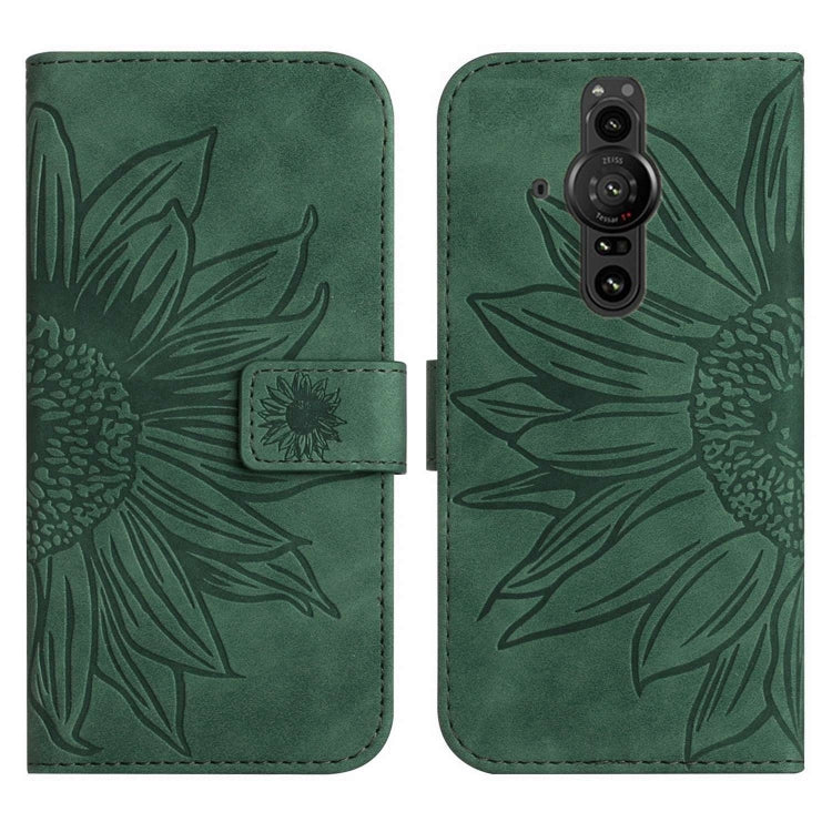 For Sony Xperia Pro-I Skin Feel Sun Flower Pattern Flip Leather Phone Case with Lanyard