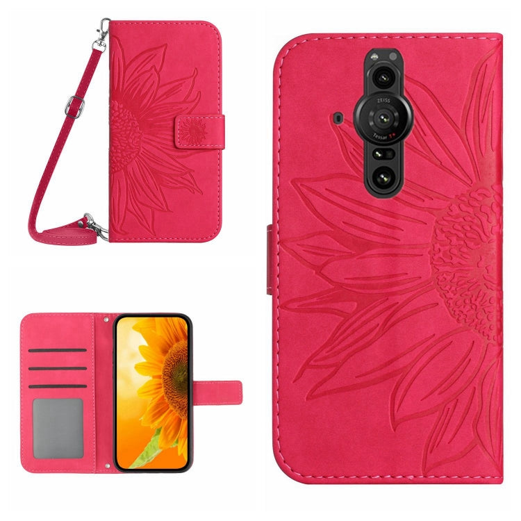 For Sony Xperia Pro-I Skin Feel Sun Flower Pattern Flip Leather Phone Case with Lanyard