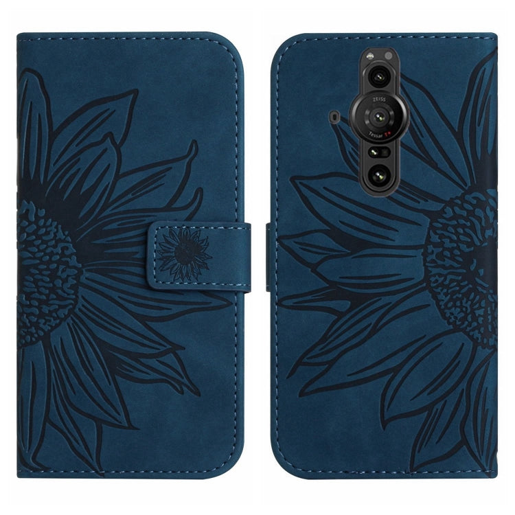 For Sony Xperia Pro-I Skin Feel Sun Flower Pattern Flip Leather Phone Case with Lanyard