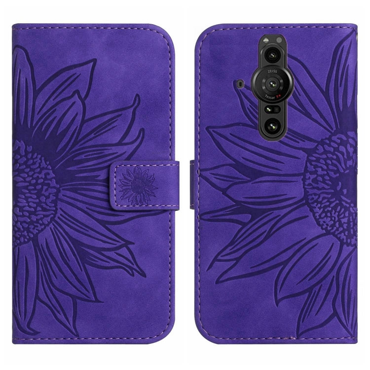 For Sony Xperia Pro-I Skin Feel Sun Flower Pattern Flip Leather Phone Case with Lanyard