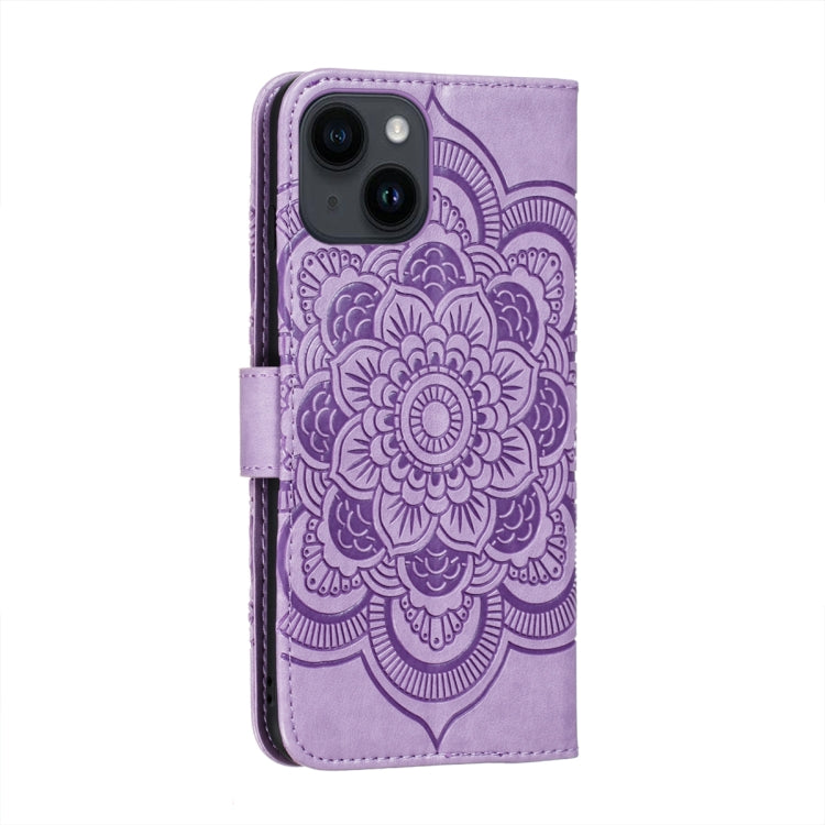 For iPhone 14 / 13 Sun Mandala Embossing Leather Phone Case
