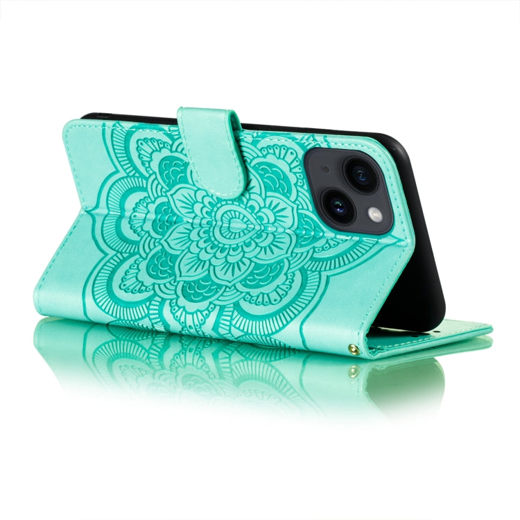 For iPhone 14 / 13 Sun Mandala Embossing Leather Phone Case