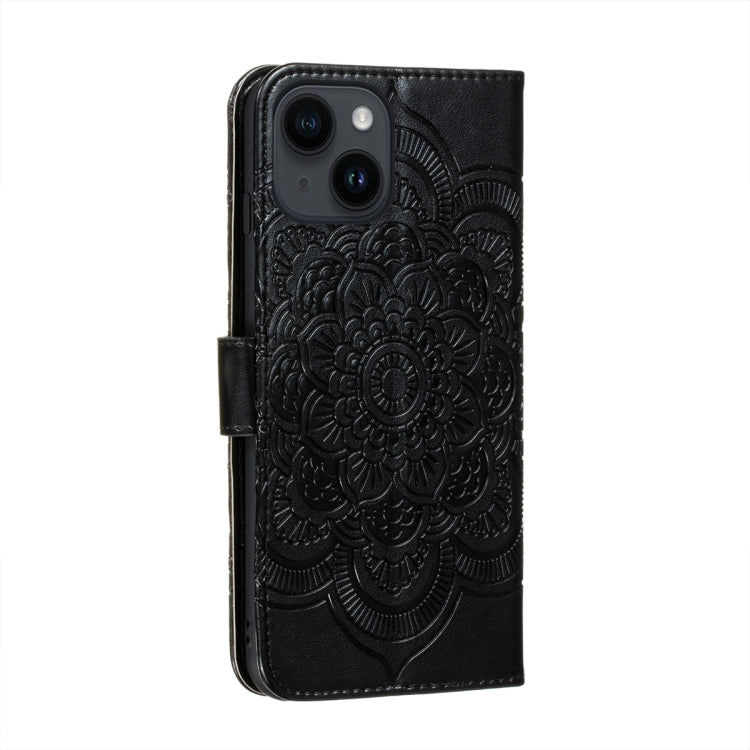 For iPhone 14 Plus Sun Mandala Embossing Leather Phone Case