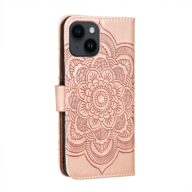 For iPhone 14 Plus Sun Mandala Embossing Leather Phone Case