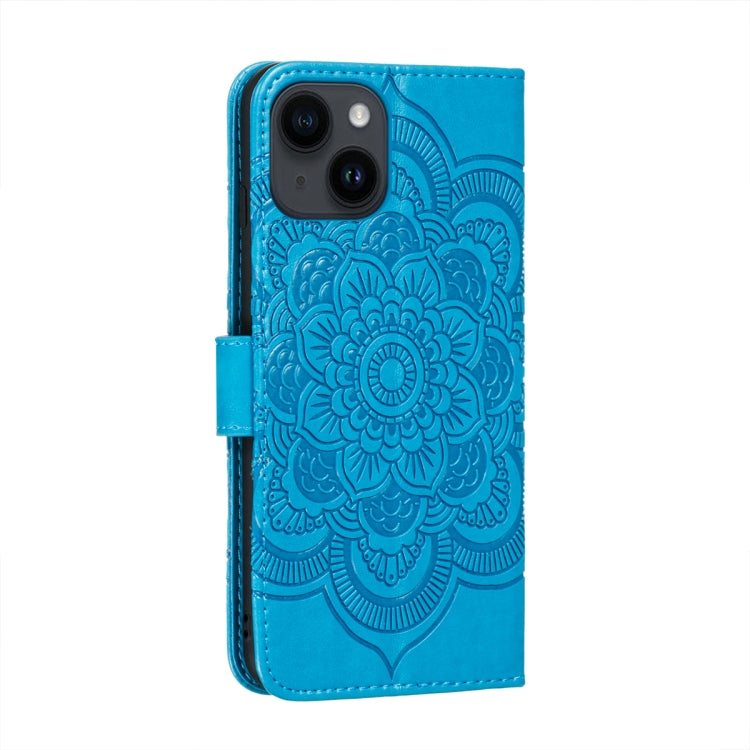 For iPhone 14 Plus Sun Mandala Embossing Leather Phone Case