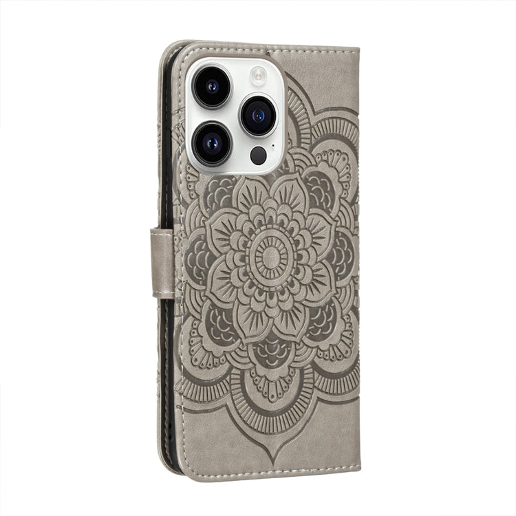 For iPhone 14 Pro Max Sun Mandala Embossing Leather Phone Case