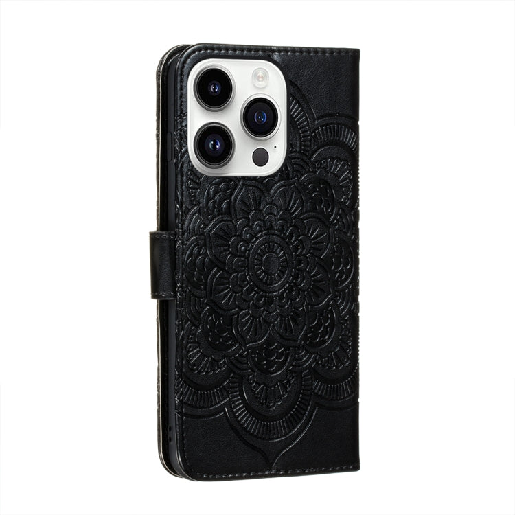 For iPhone 14 Pro Max Sun Mandala Embossing Leather Phone Case