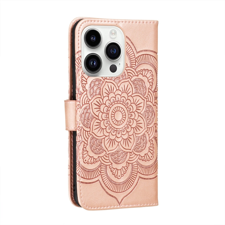 For iPhone 14 Pro Max Sun Mandala Embossing Leather Phone Case