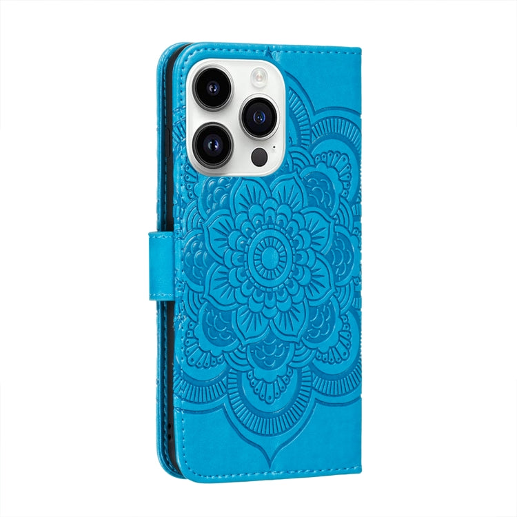 For iPhone 14 Pro Max Sun Mandala Embossing Leather Phone Case