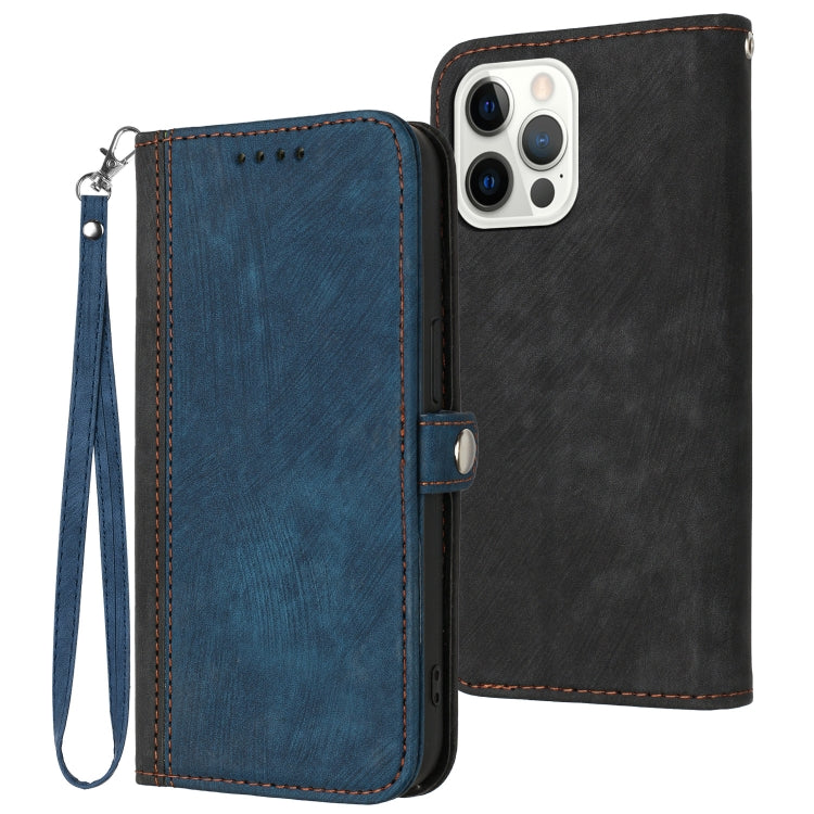For iPhone 14 Pro Side Buckle Double Fold Hand Strap Leather Phone Case
