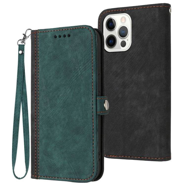 For iPhone 14 Pro Side Buckle Double Fold Hand Strap Leather Phone Case
