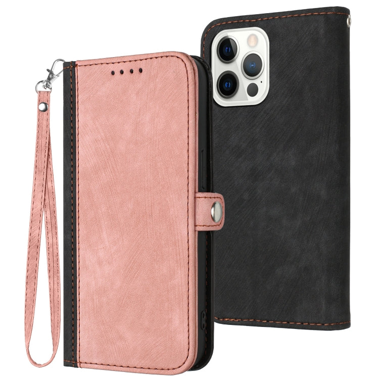 For iPhone 14 Pro Side Buckle Double Fold Hand Strap Leather Phone Case