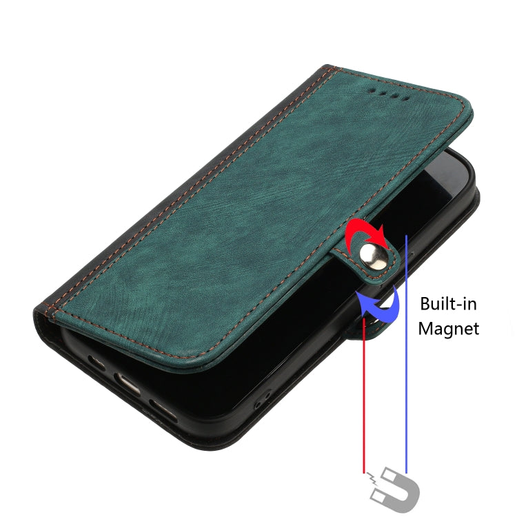 For iPhone 14 Side Buckle Double Fold Hand Strap Leather Phone Case