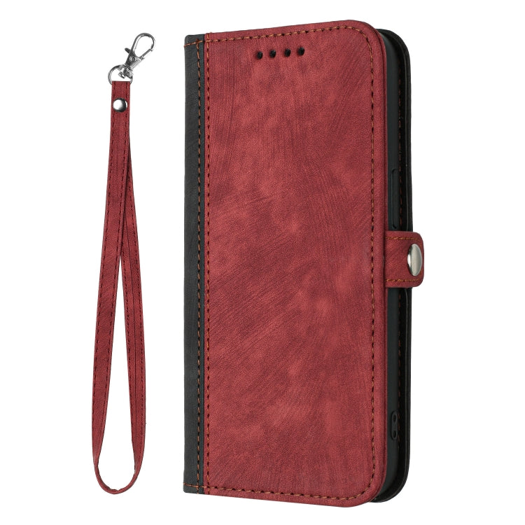 For iPhone 13 mini Side Buckle Double Fold Hand Strap Leather Phone Case