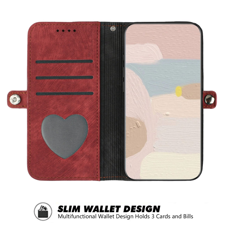 For iPhone 13 mini Side Buckle Double Fold Hand Strap Leather Phone Case