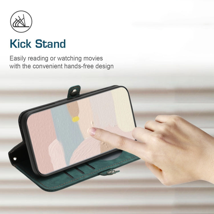 For iPhone 13 mini Side Buckle Double Fold Hand Strap Leather Phone Case