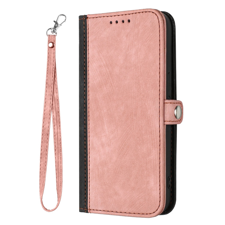 For iPhone 13 mini Side Buckle Double Fold Hand Strap Leather Phone Case