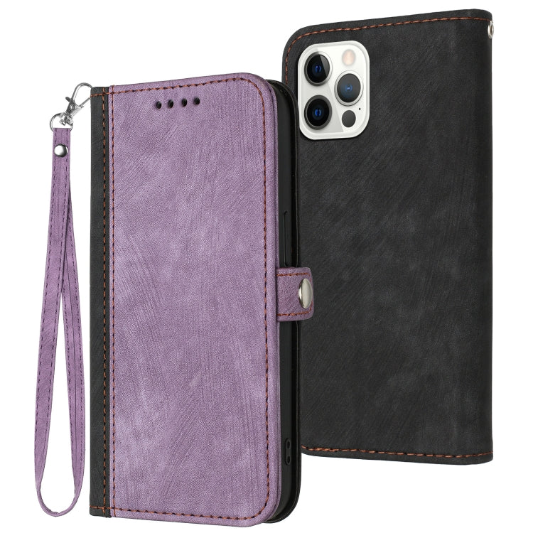 For iPhone 12 Pro Max Side Buckle Double Fold Hand Strap Leather Phone Case