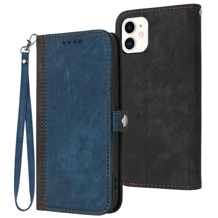For iPhone 12 mini Side Buckle Double Fold Hand Strap Leather Phone Case
