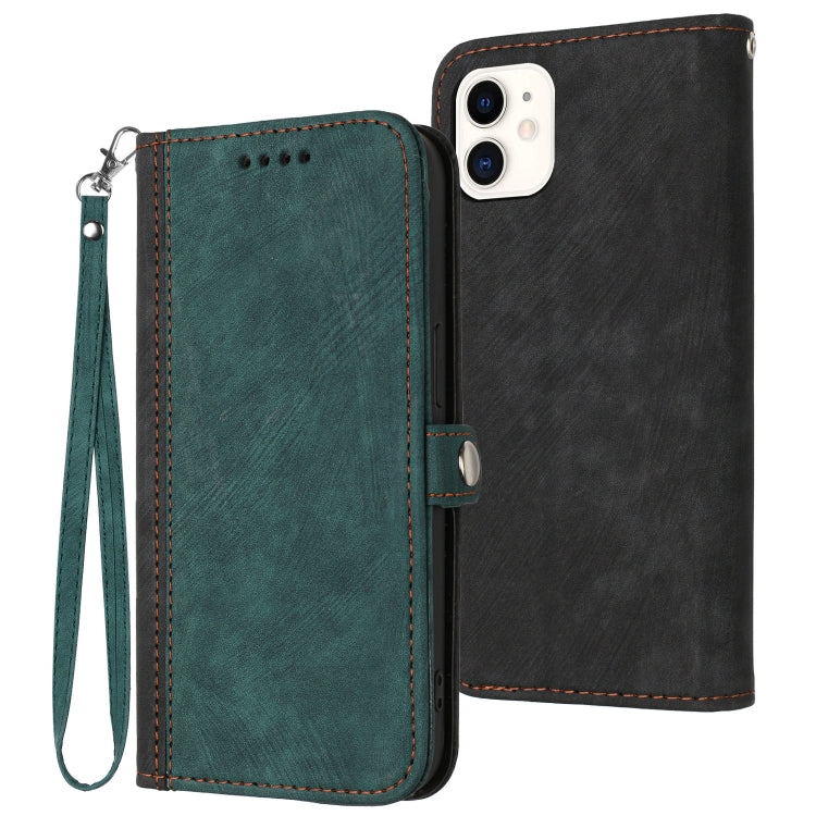 For iPhone 11 Side Buckle Double Fold Hand Strap Leather Phone Case