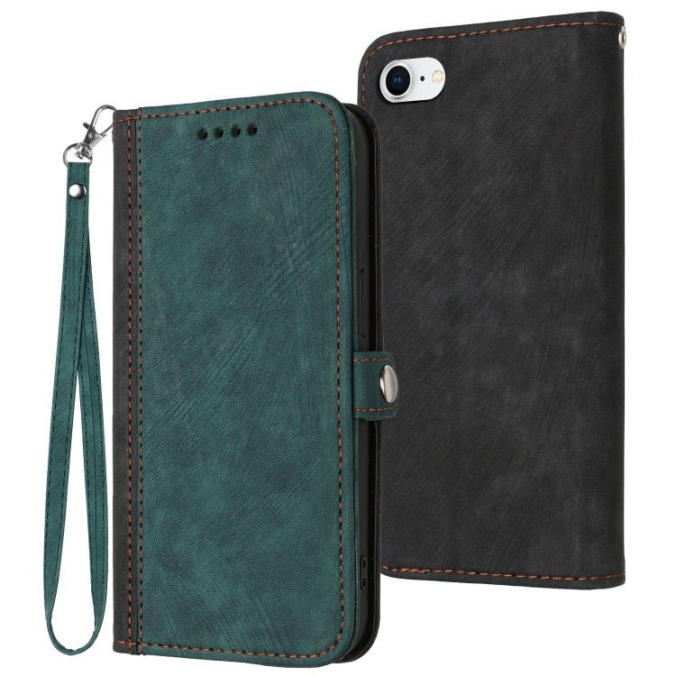 For iPhone SE 2022 / SE 2020 / 8 / 7 Side Buckle Double Fold Hand Strap Leather Phone Case