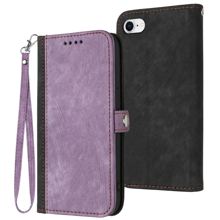 For iPhone SE 2022 / SE 2020 / 8 / 7 Side Buckle Double Fold Hand Strap Leather Phone Case