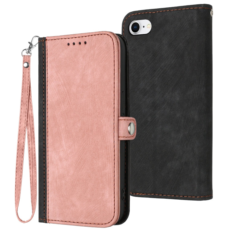 For iPhone SE 2022 / SE 2020 / 8 / 7 Side Buckle Double Fold Hand Strap Leather Phone Case