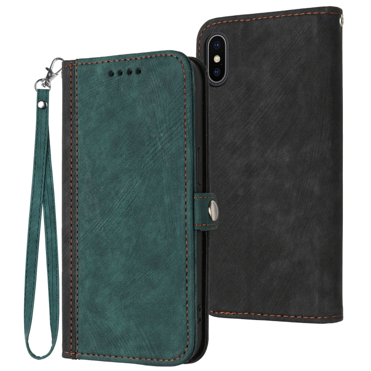 For iPhone XS Max Side Buckle Double Fold Hand Strap Leather Phone Case
