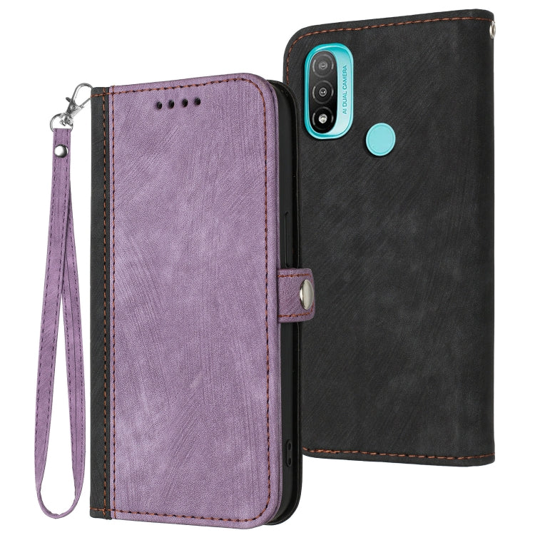For Motorola Moto E20 Side Buckle Double Fold Hand Strap Leather Phone Case