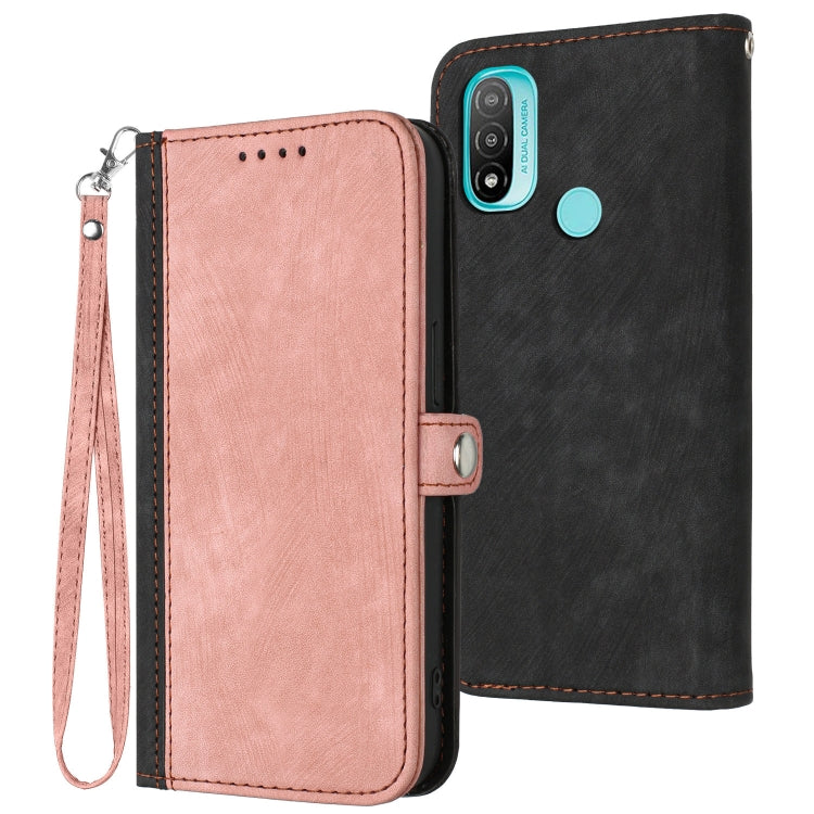 For Motorola Moto E20 Side Buckle Double Fold Hand Strap Leather Phone Case