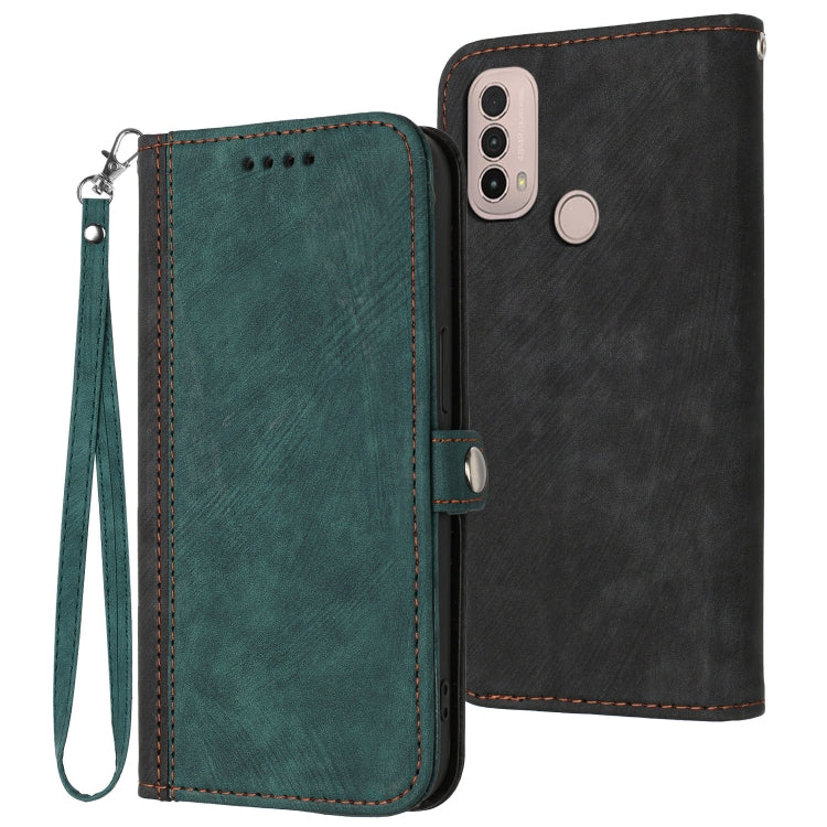 For Motorola Moto E30 / E40 Side Buckle Double Fold Hand Strap Leather Phone Case