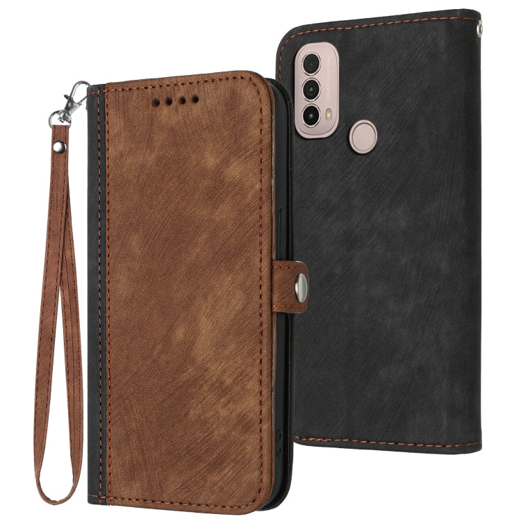 For Motorola Moto E30 / E40 Side Buckle Double Fold Hand Strap Leather Phone Case