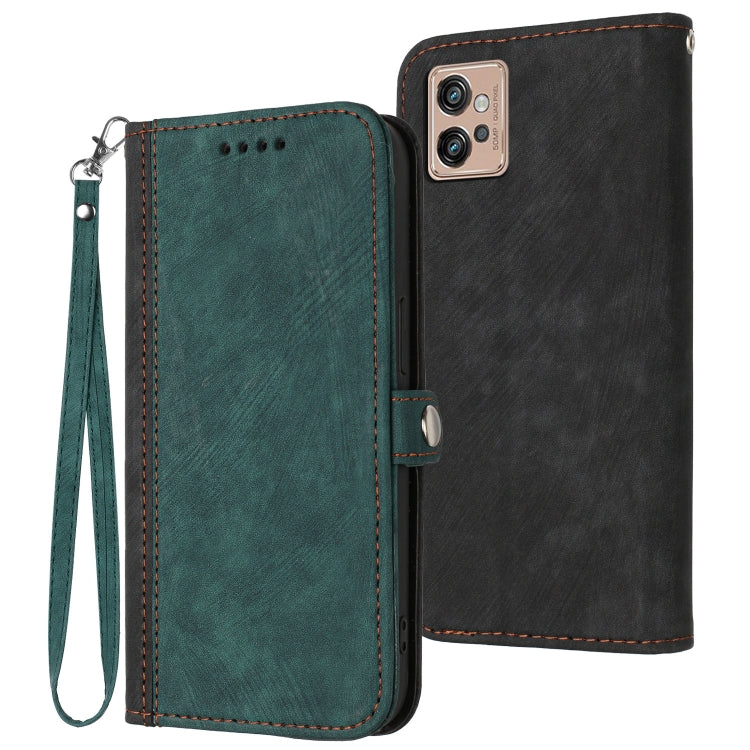 For Motorola Moto G32 Side Buckle Double Fold Hand Strap Leather Phone Case