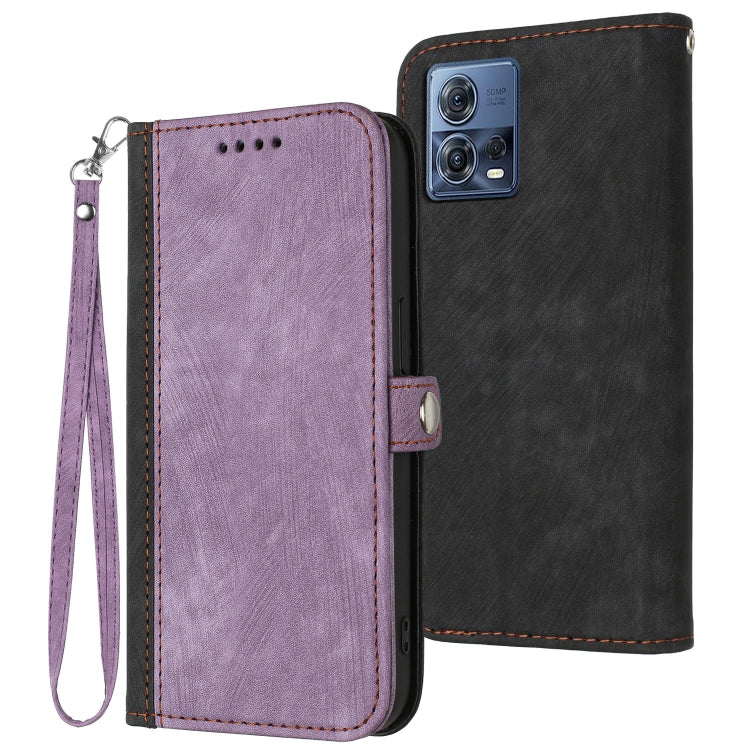 For Motorola Moto S30 Pro / Edge 30 Fusion Side Buckle Double Fold Hand Strap Leather Phone Case