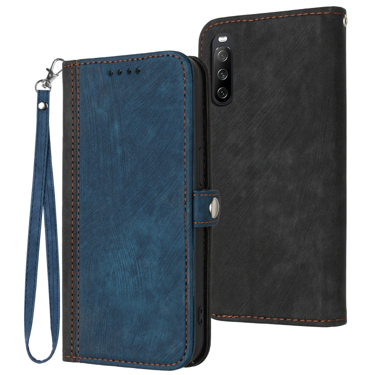 For Sony Xperia 10 IV Side Buckle Double Fold Hand Strap Leather Phone Case