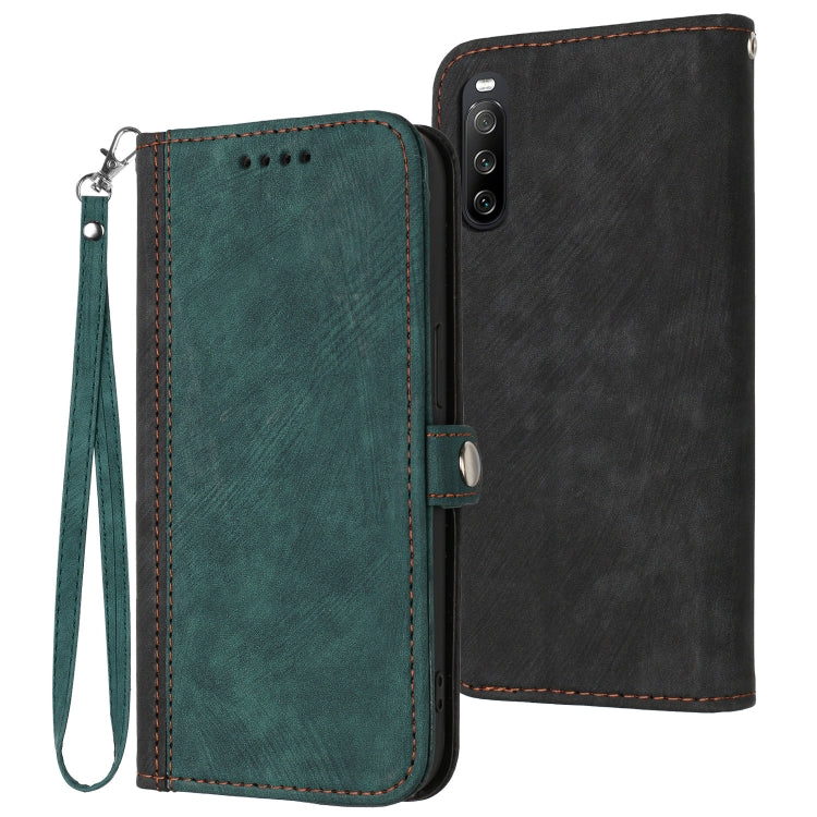 For Sony Xperia 10 IV Side Buckle Double Fold Hand Strap Leather Phone Case