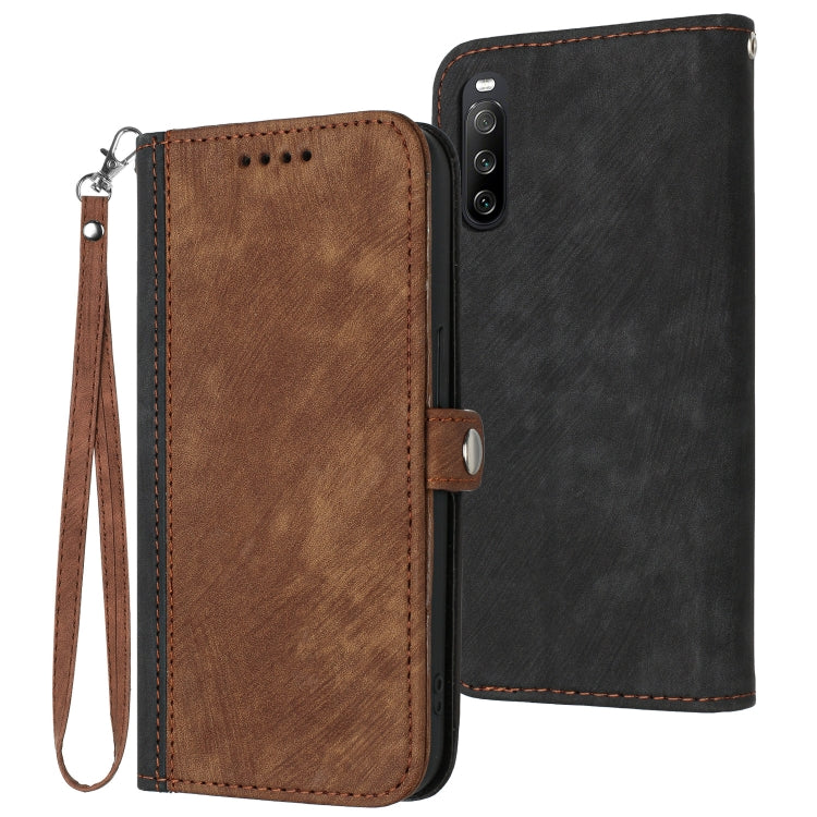 For Sony Xperia 10 IV Side Buckle Double Fold Hand Strap Leather Phone Case
