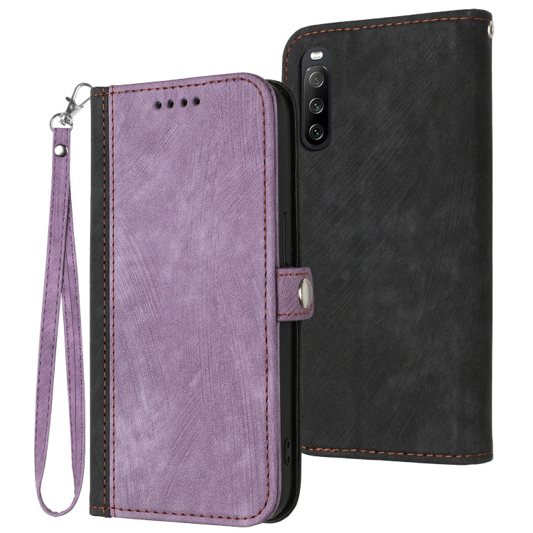 For Sony Xperia 10 IV Side Buckle Double Fold Hand Strap Leather Phone Case