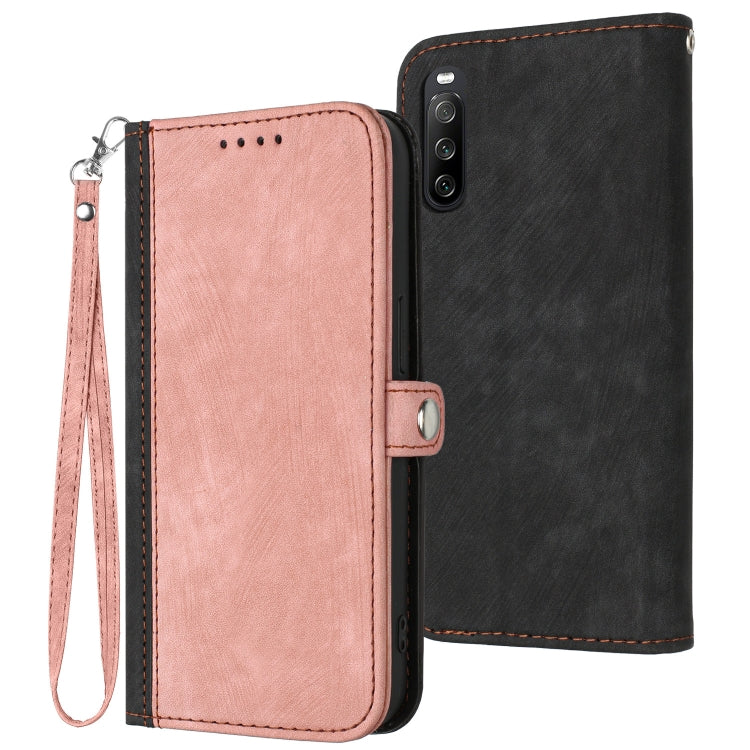 For Sony Xperia 10 IV Side Buckle Double Fold Hand Strap Leather Phone Case